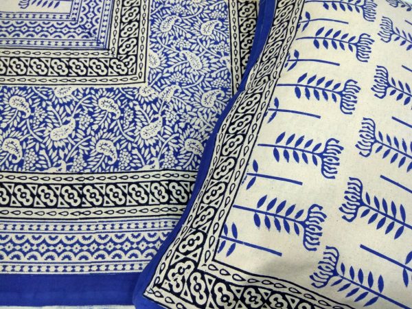 Bagru print cotton 90/108 inch Double bedsheet with 2 pillow covers