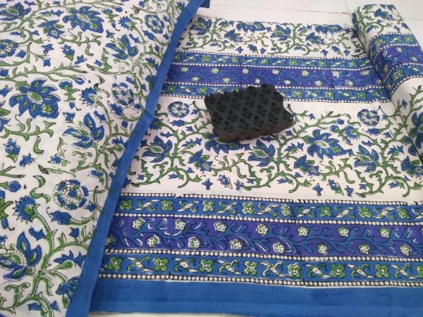 Bagru print cotton 7/9 feet Double bedspread with two pillow covers