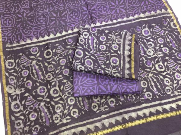Purple bagru dabu square print casual wear Pure chanderi silk salwar suit set
