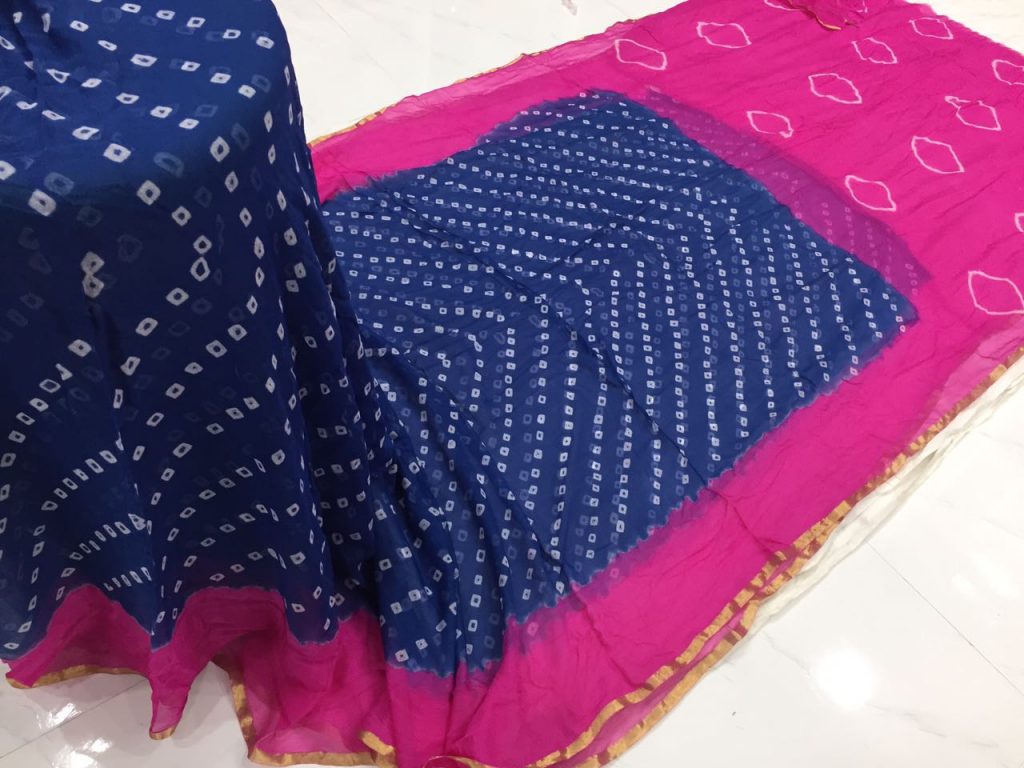 Magenta rose prussion color casual wear chiffon saree with blouse piece