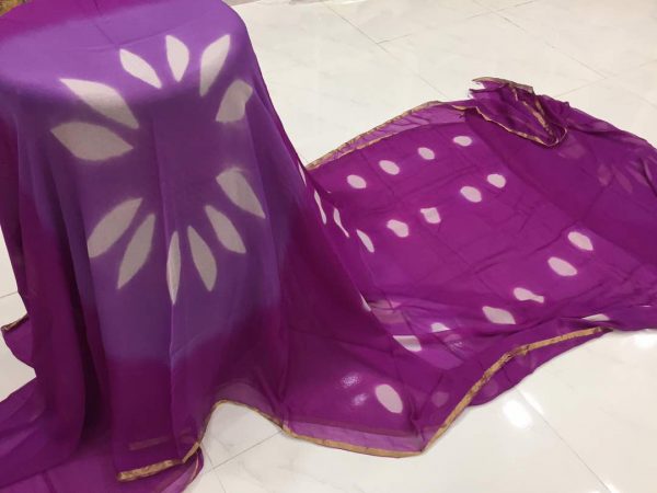 Purple casual wear chiffon saree with blouse piece