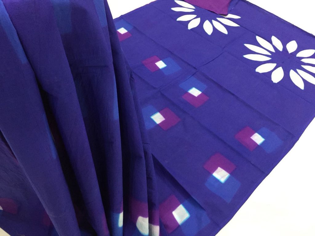 Blue clamp shibori bhandhej print regular wear cotton saree with blouse piece