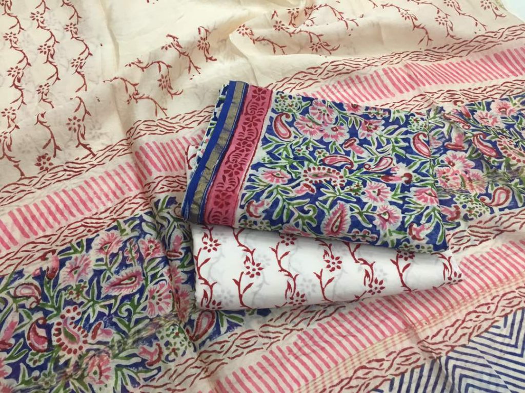 Champange floral kalamkari rapid print casual wear chanderi silk salwar suit set