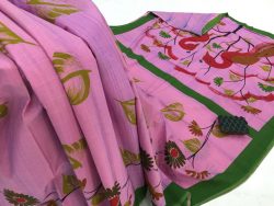 Orchid handblock bagru print casual wear cotton mulmul saree with blouse