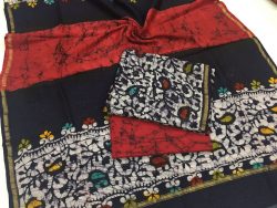Black kerry batik print casual wear chanderi salwar kameez set