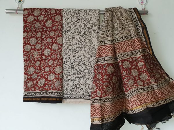 Natural maroon rapid print casual wear chanderi silk salwar Kameez set