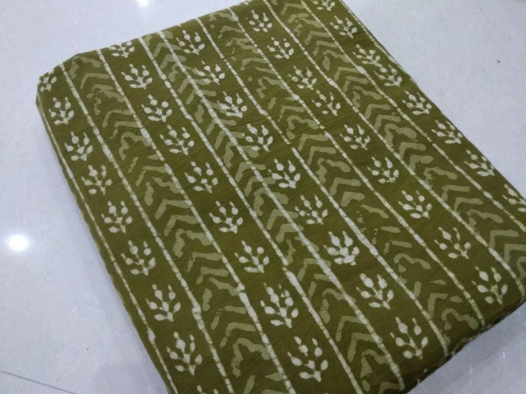 Olive bagru booty print cotton running material