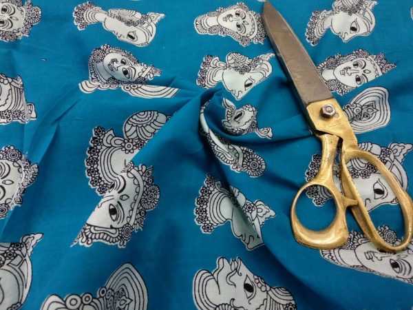 Bagru kalamkari print cotton running material (Gray, Jungle green, Navy blue, Red, Orange, Blue)