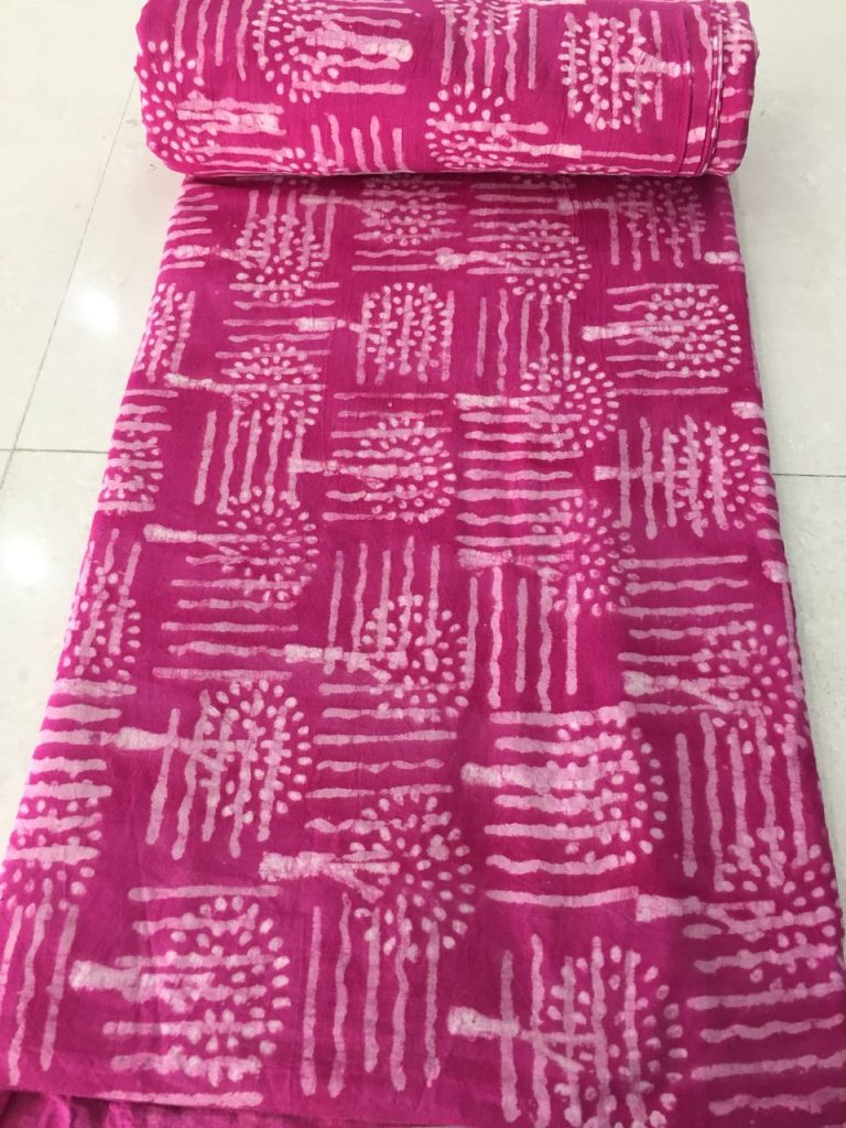 Pink bagru abstract print cotton running material