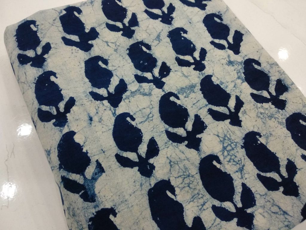 White batik paisley print running material