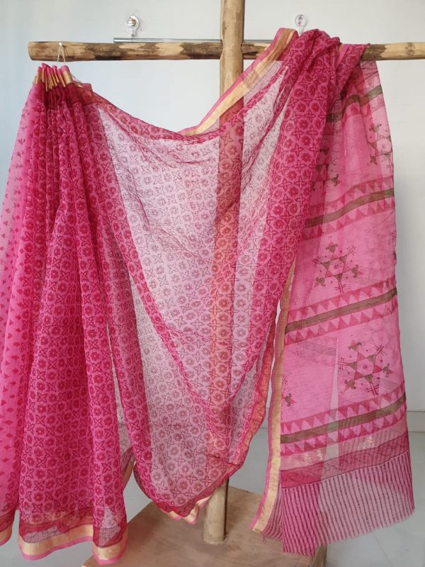 Magenta kota silk saree with blouse