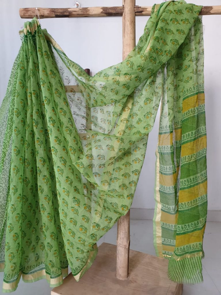 Green kota silk saree with blouse