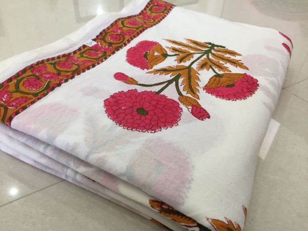 Natural white mughal floral print unning material