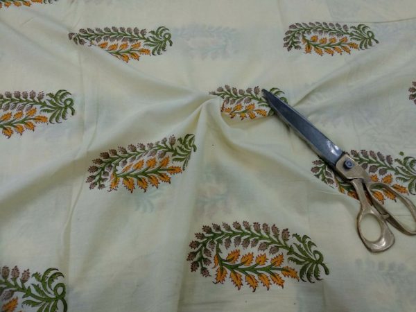 Traditional yellow mughal print cotton running material