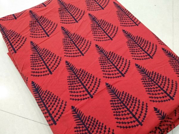 Red pigment print cotton running material 