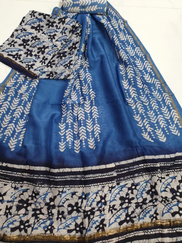 Sapphire batik floral print casual wear chanderi salwar kameez set