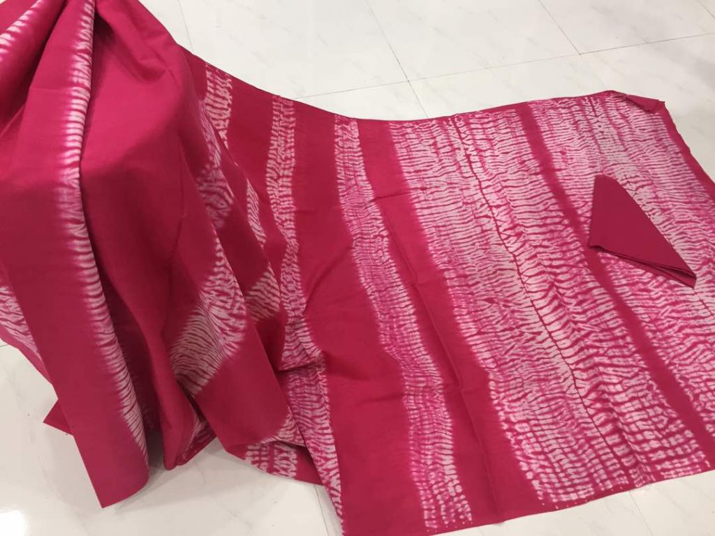 Ruby shibori print mulmul cotton saree with blouse