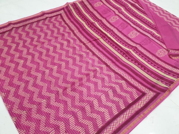 Pink Chanderi silk saree with blouse