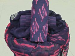 Plum indigo cotton suit set in pigment print