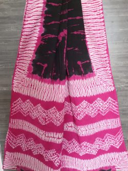 Shibori - tin n dye print mul saree pink colour