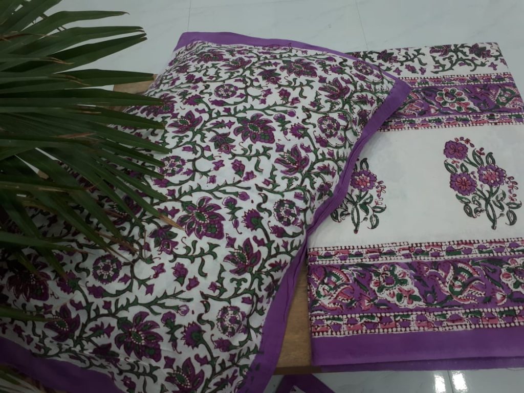 Sanganeri floral print cotton bedsheet for double bed