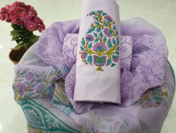 Lite Orchid color mughal print cotton chudidhar