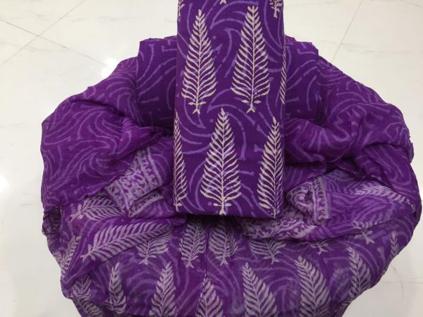 Discharge color purple cotton suit set
