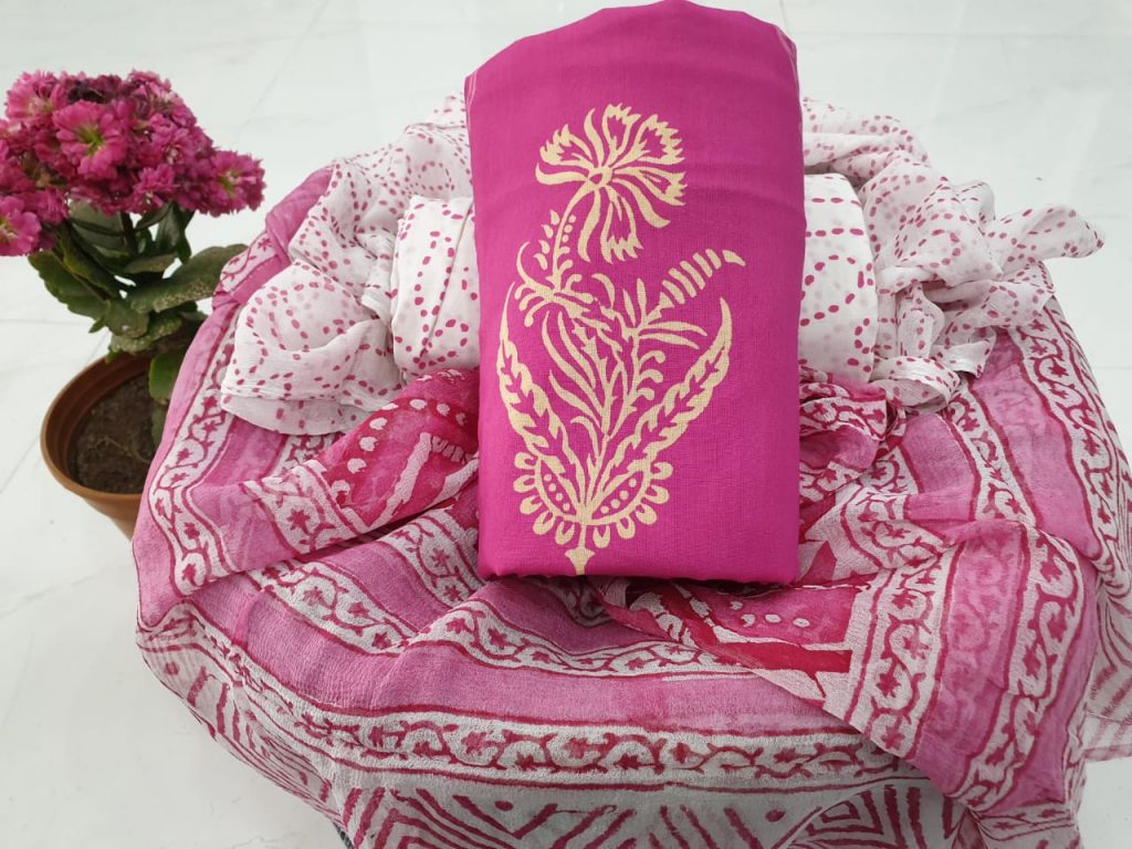 Beautiful pink color mugal print cotton cudidar