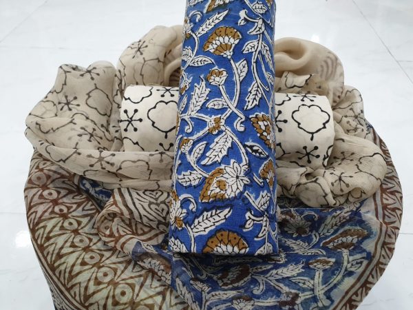 Blue kalamkari rapid print cotton chudidar