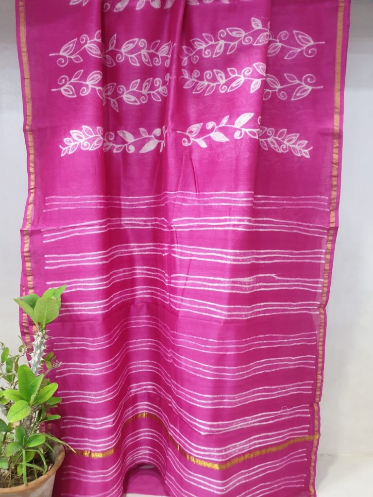 Magenta pink chanderi silk saree