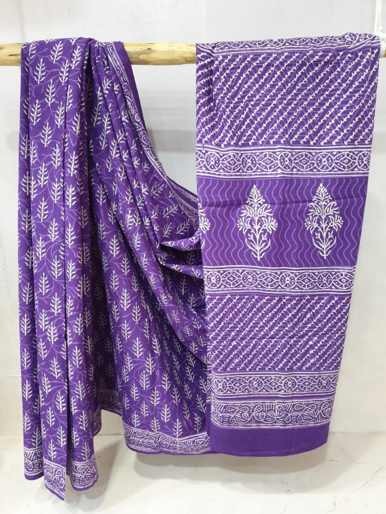 Daily wear Amethyst cotton mulmul saree with blouse for ladies