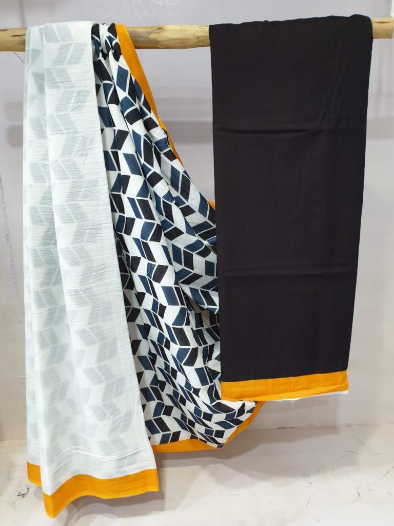 Regular Wear Black cotton saree with blouse