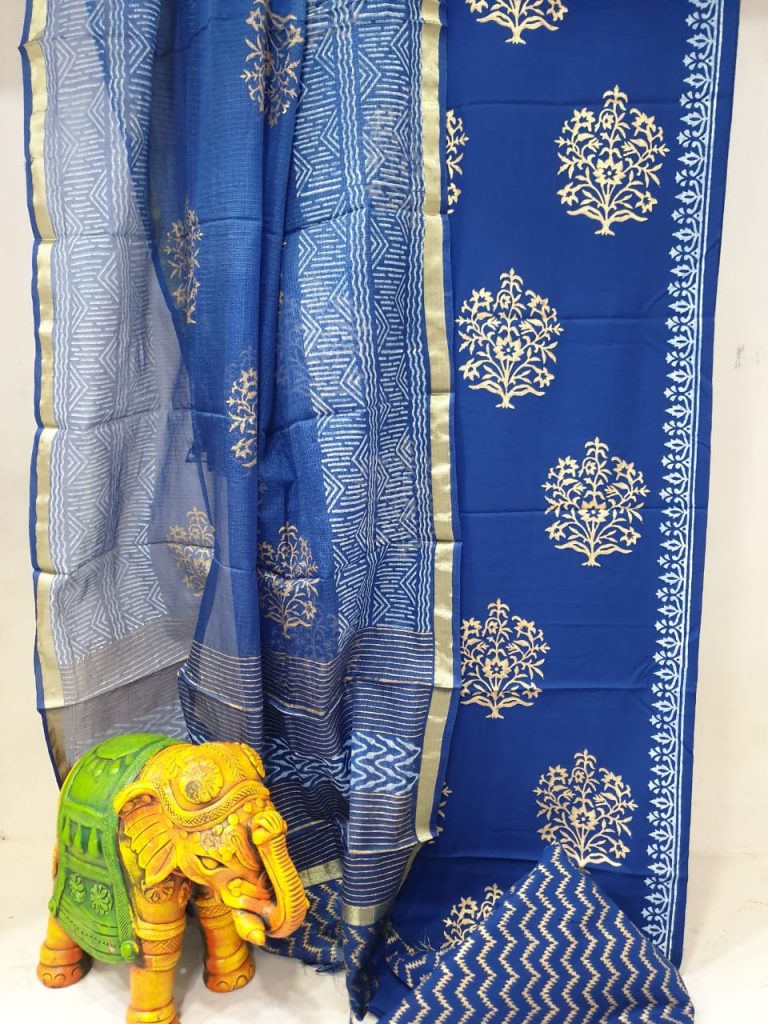 Partywear Persian Blue kota silk dupatta for ladies