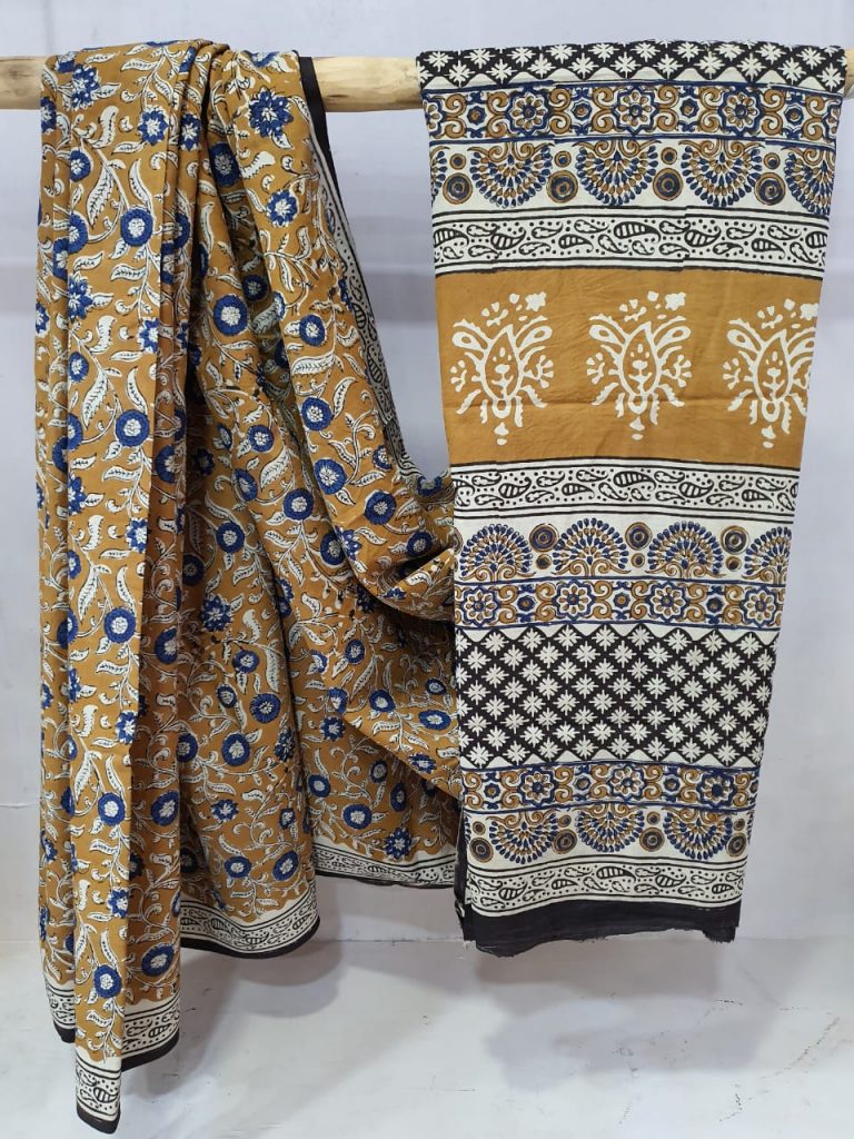 Copper cotton mulmul saree with blouse