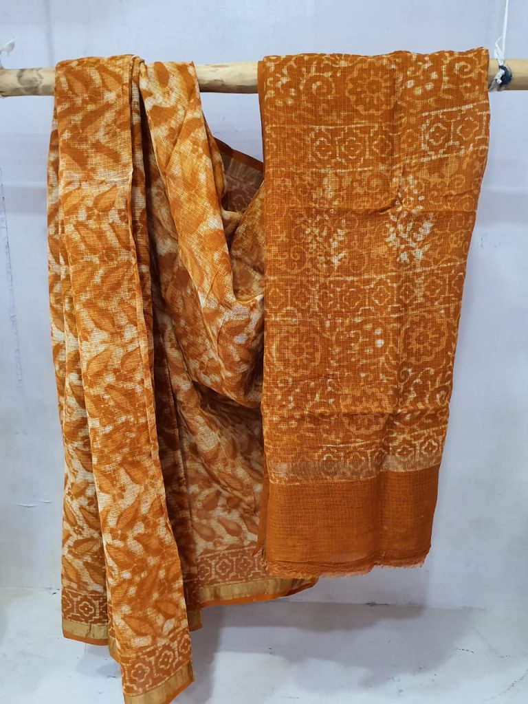 Partywear Brown Superior quality pure kota doria saree with blouse