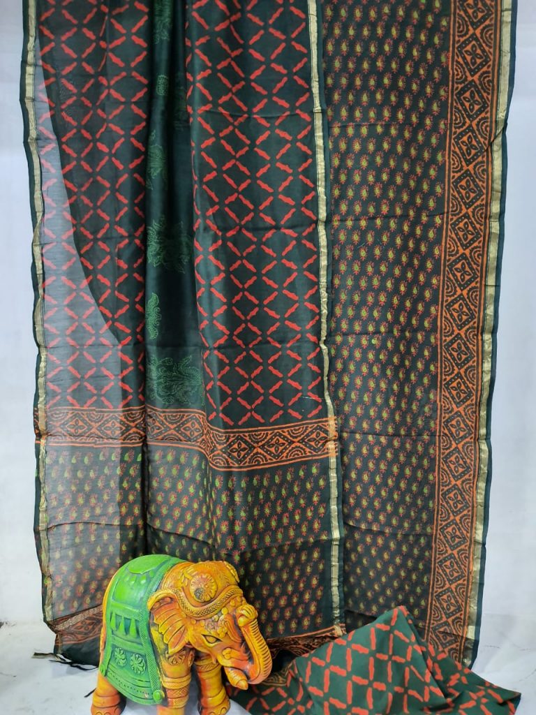 Office wear Olive Superior quality chanderi suit set