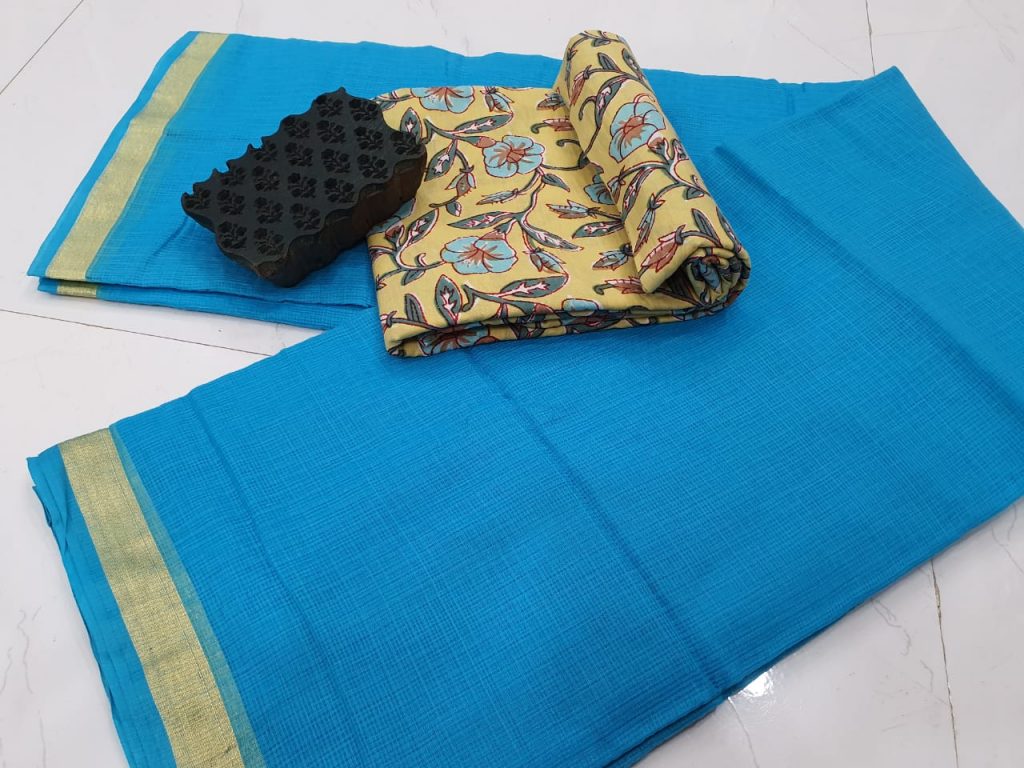 Office wear Azure kota doria saree with blouse