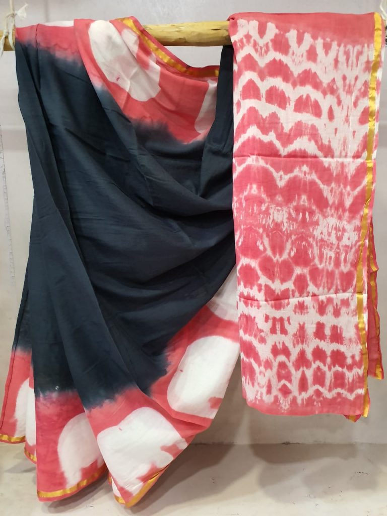 Regular wear Pink and white Superior quality zari border mul saree