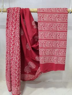 Regular wear Bright Amaranth Pink cotton saree with blouse