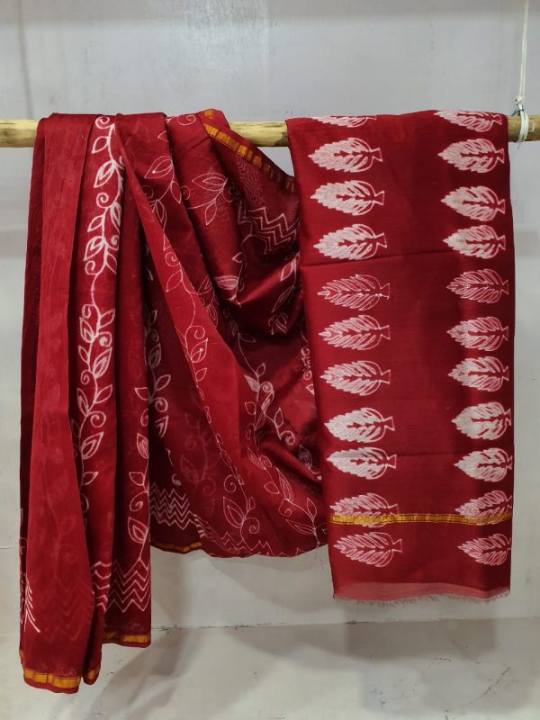 Partywear Scarlet Chanderi silk saree with blouse