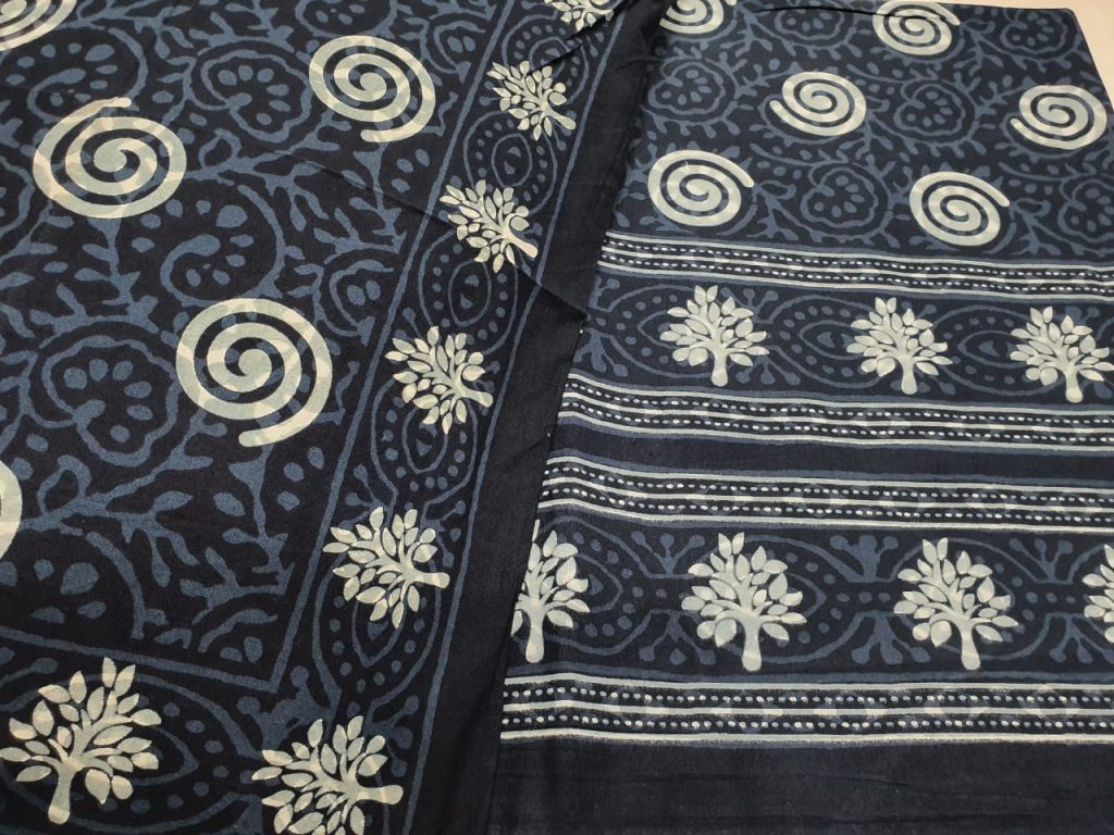 Prussian blue double size bedsheet 90/108 inch