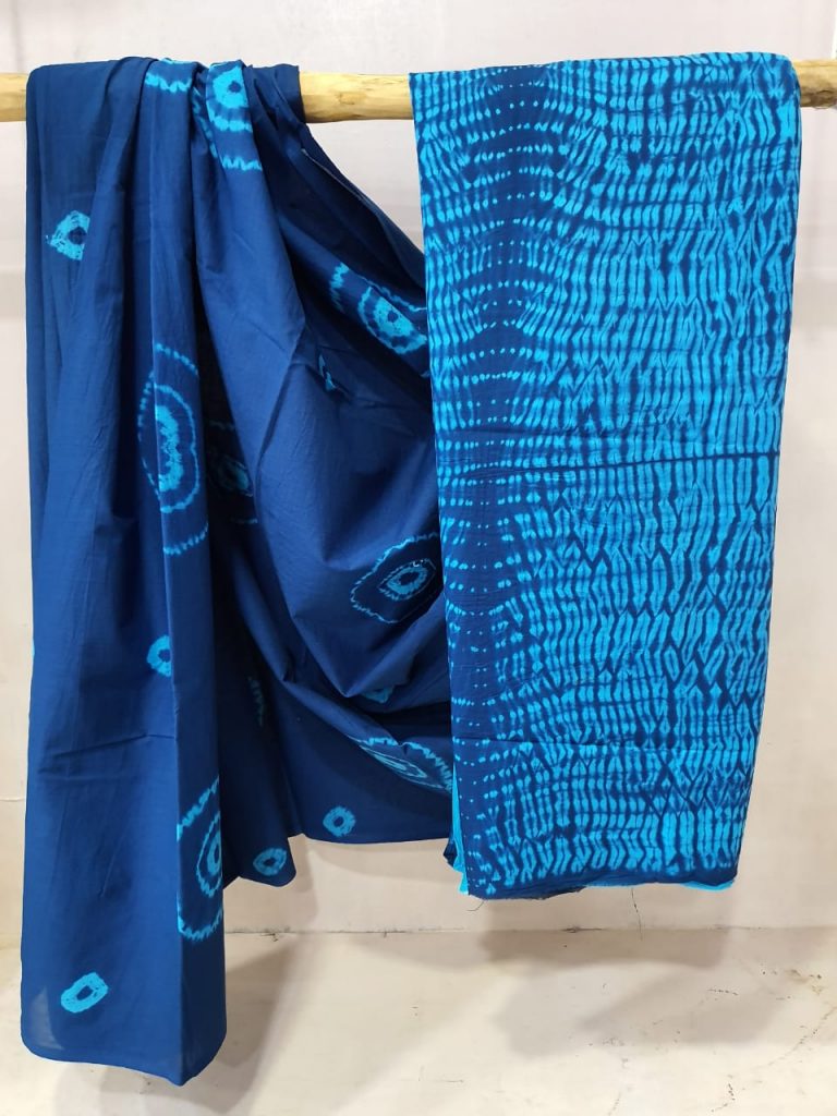 Summer wear Sapphire Cotton mulmul saree with blouse