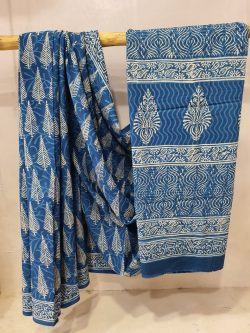 Cobalt blue cotton mulul saree