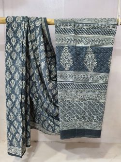 slate gray cotton malmal saree for blouse