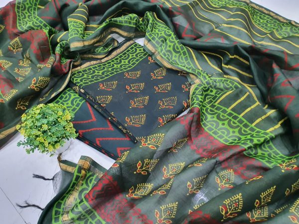Traditinal Viridian and Spring green chanderi salwar kameez suit