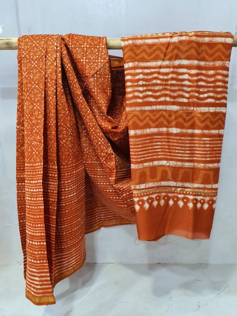Office wear Brown Chanderi saree with blouse