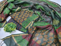 Exclusive Green Chanderi Silk suit chanderi dupatta