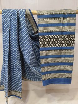 Traditional Baby blue Cotton mulmul saree with blouse