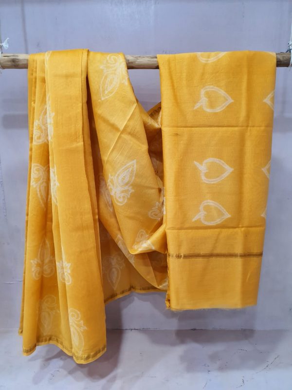 Deep Lemon Chanderi silk saree With blouse for women