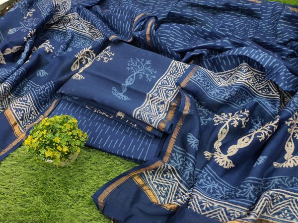 Jaipuri Blue Chanderi suit chanderi salwar kameez suit